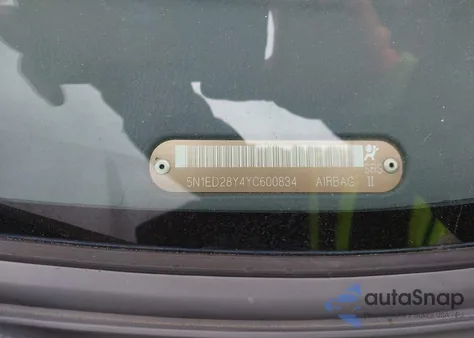 2000 Nissan Xterra Se/Xe from USA, damaged, VIN 5N1ED28Y4YC600834